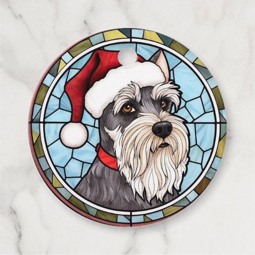 Miniature Schnauzer Stained Glass Christmas Favor Tags