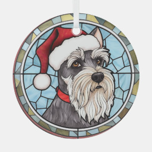 Miniature Schnauzer Stained Glass Christmas Ornament