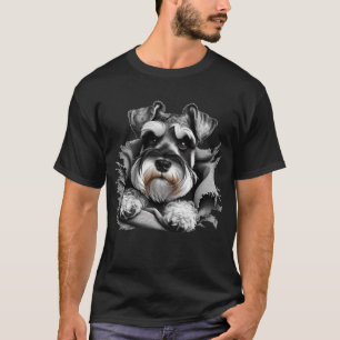 Miniature Schnauzer Tearing Out Ripping Through T-Shirt