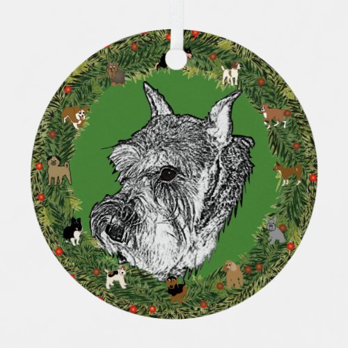 Miniature Schnauzer Terrier Christmas Metal Ornament