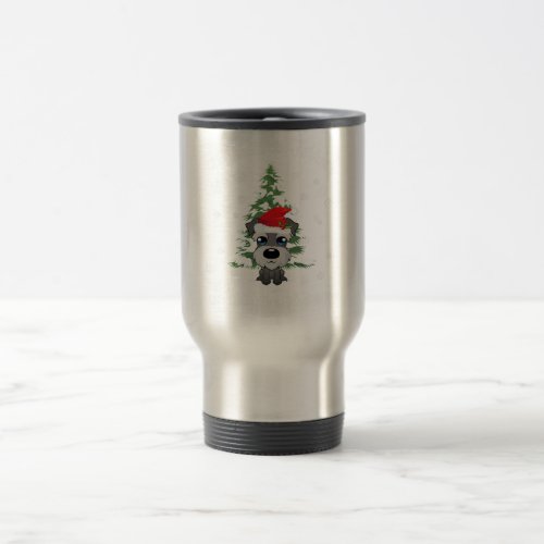 Miniature Schnauzer Through Snow  Christmas Dog Travel Mug