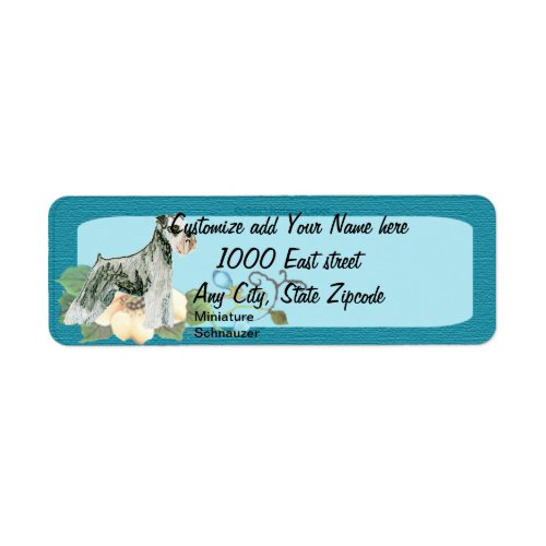 Miniature Schnauzer _ Turquoise Floral Design Label