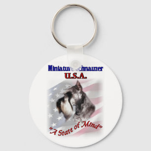 Miniature Schnauzer USA Keychain