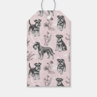 Miniature Schnauzer Vintage Pink Toile de Jouy Gift Tags