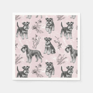 Miniature Schnauzer Vintage Pink Toile de Jouy Napkins
