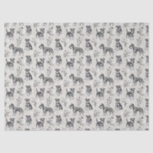 Miniature Schnauzer Vintage Sepia Toile de Jouy