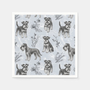 Miniature Schnauzer Vintage Toile de Jouy Napkins