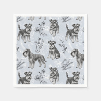 Miniature Schnauzer Vintage Toile de Jouy Napkins