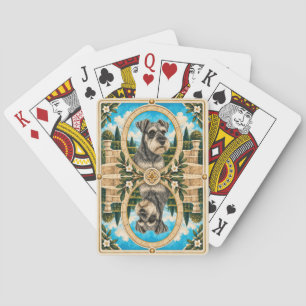 Miniature Schnauzer, Vintage Watercolor Dog Art Poker Cards
