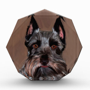 Miniature Schnauzer Water Color Art Painting Acrylic Award