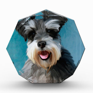 Miniature Schnauzer Water Color Art Painting Acrylic Award