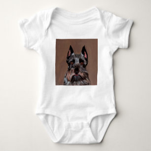 Miniature Schnauzer Water Color Art Painting Baby Bodysuit
