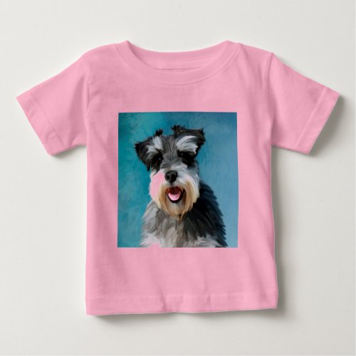 Miniature Schnauzer Water Color Art Painting Baby T_Shirt