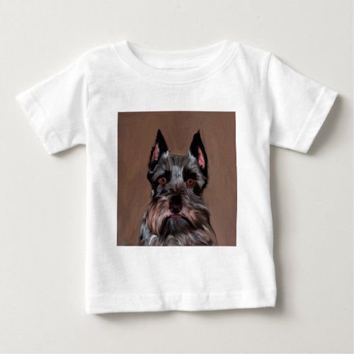 Miniature Schnauzer Water Color Art Painting Baby T_Shirt