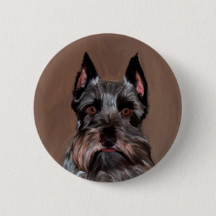 Miniature Schnauzer Water Color Art Painting Button