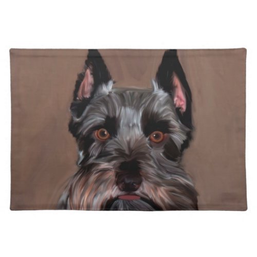 Miniature Schnauzer Water Color Art Painting Cloth Placemat