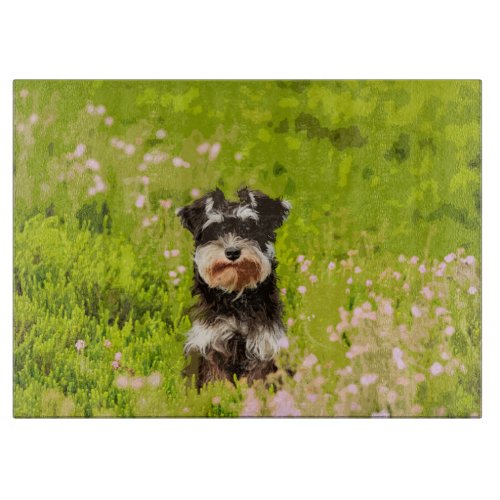Miniature Schnauzer Water Color Art Painting Cutting Board