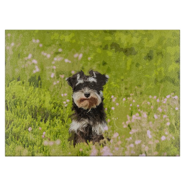 Miniature Schnauzer Water Color Art Painting Cutting Board (Front)