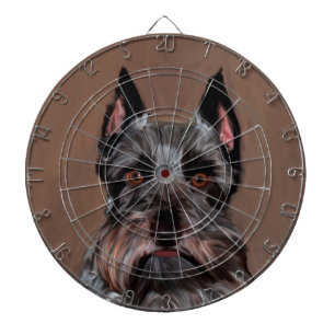 Miniature Schnauzer Water Color Art Painting Dart Board