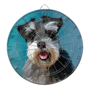Miniature Schnauzer Water Color Art Painting Dartboard