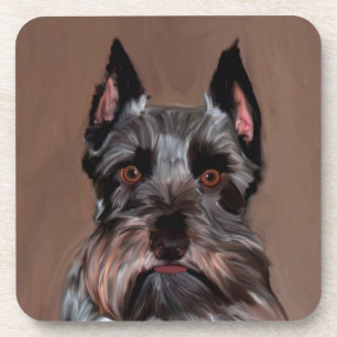 Miniature Schnauzer Water Color Art Painting Drink Coaster