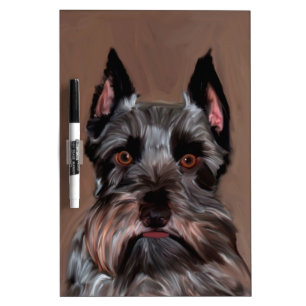 Miniature Schnauzer Water Color Art Painting Dry Erase Board