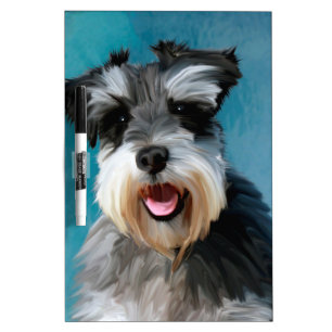 Miniature Schnauzer Water Color Art Painting Dry-Erase Board