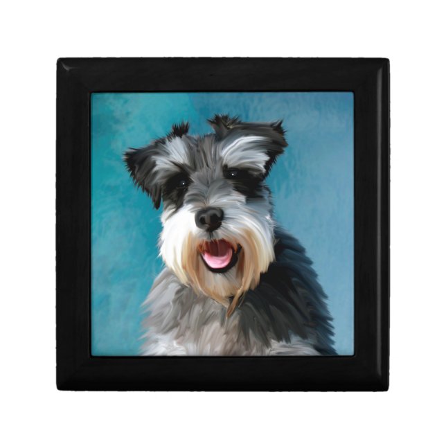 Miniature Schnauzer Water Color Art Painting Gift Box (Front)