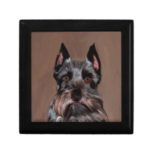 Miniature Schnauzer Water Color Art Painting Jewelry Box