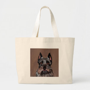 Miniature Schnauzer Water Color Art Painting Large Tote Bag