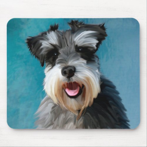 Miniature Schnauzer Water Color Art Painting Mouse Pad