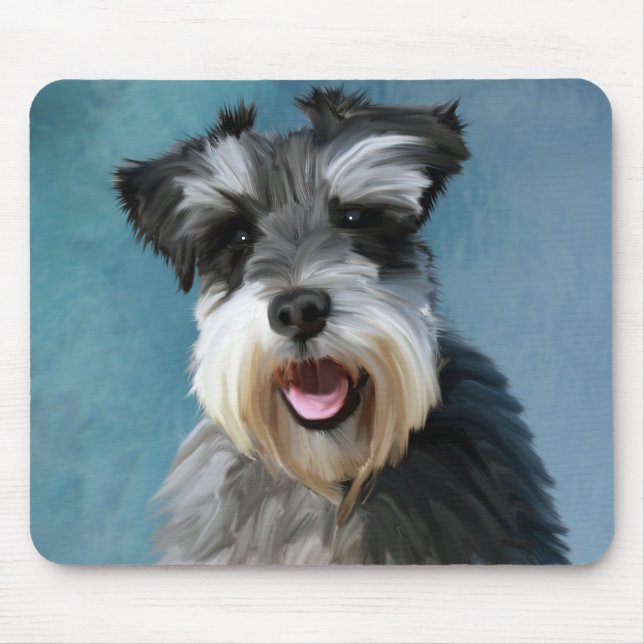 Miniature Schnauzer Water Color Art Painting Mouse Pad (Front)