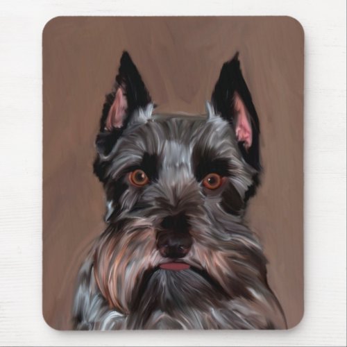 Miniature Schnauzer Water Color Art Painting Mouse Pad