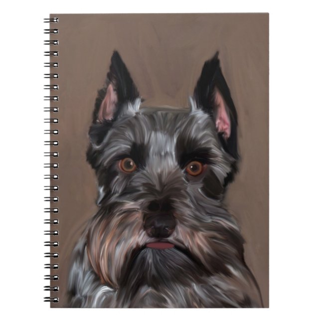 Miniature Schnauzer Water Color Art Painting Notebook (Front)