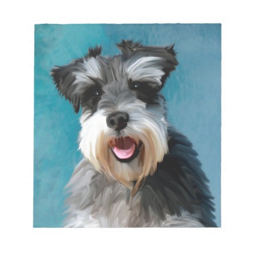 Miniature Schnauzer Water Color Art Painting Notepad