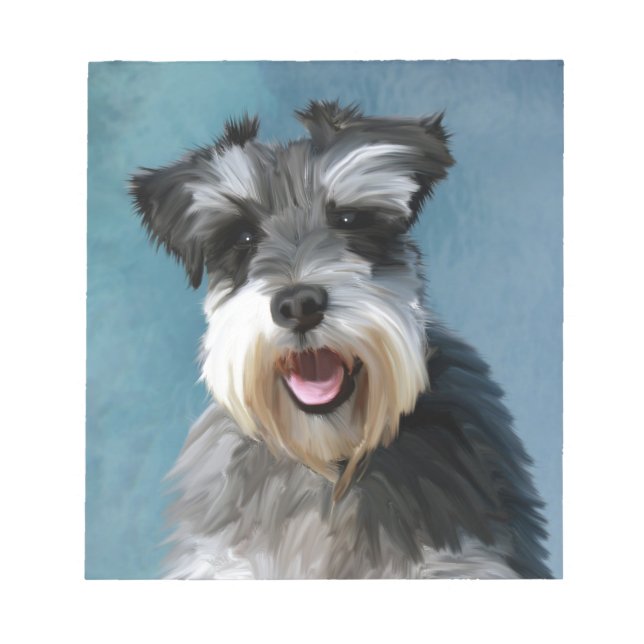Miniature Schnauzer Water Color Art Painting Notepad (Front)