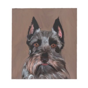 Miniature Schnauzer Water Color Art Painting Notepad
