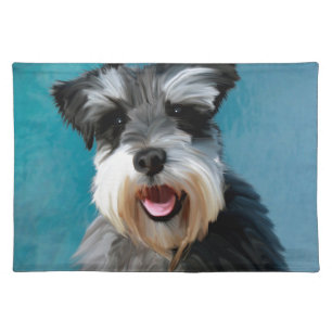 Miniature Schnauzer Water Color Art Painting Placemat