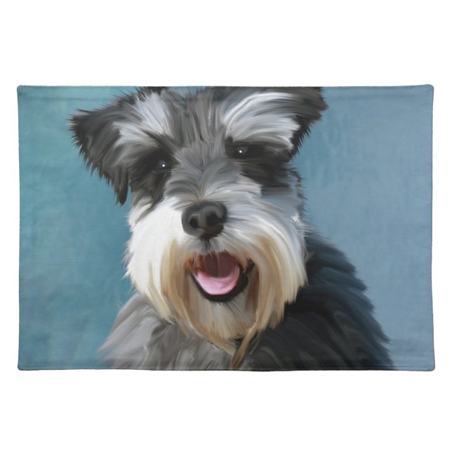 Miniature Schnauzer Water Color Art Painting Placemat (Front)