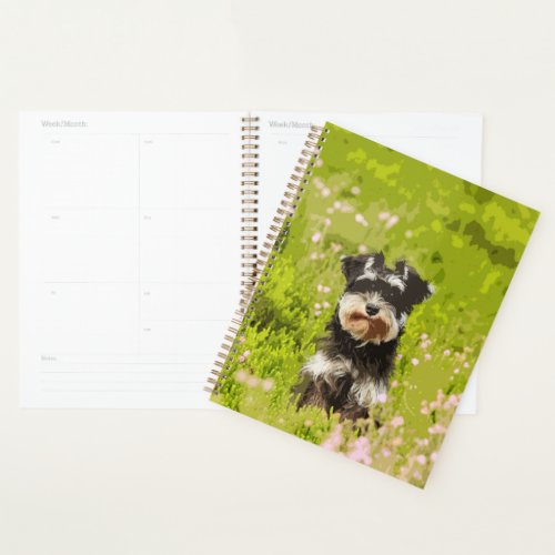 Miniature Schnauzer Water Color Art Painting Planner