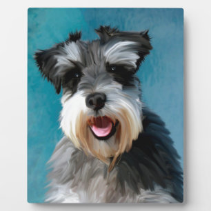 Miniature Schnauzer Water Color Art Painting Plaque