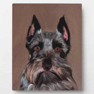 Miniature Schnauzer Water Color Art Painting Plaque