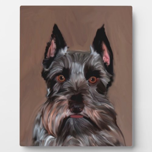 Miniature Schnauzer Water Color Art Painting Plaque