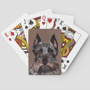 Miniature Schnauzer Water Color Art Painting Poker Cards
