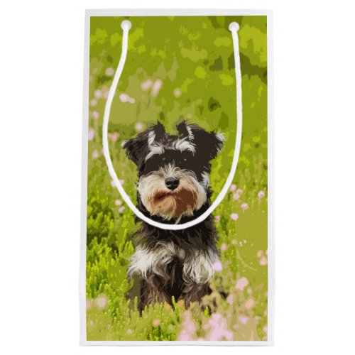 Miniature Schnauzer Water Color Art Painting Small Gift Bag