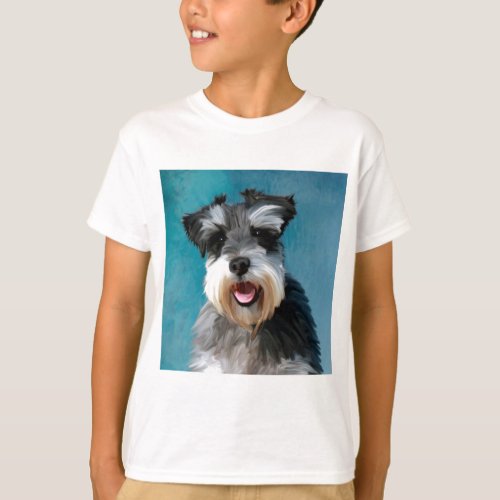 Miniature Schnauzer Water Color Art Painting T_Shirt