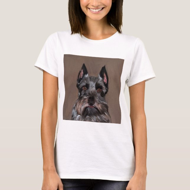 Miniature Schnauzer Water Color Art Painting T-Shirt (Front)