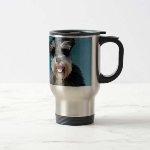 Miniature Schnauzer Water Color Art Painting Travel Mug