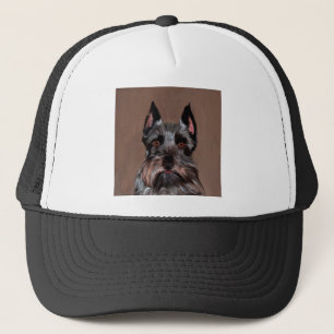 Miniature Schnauzer Water Color Art Painting Trucker Hat