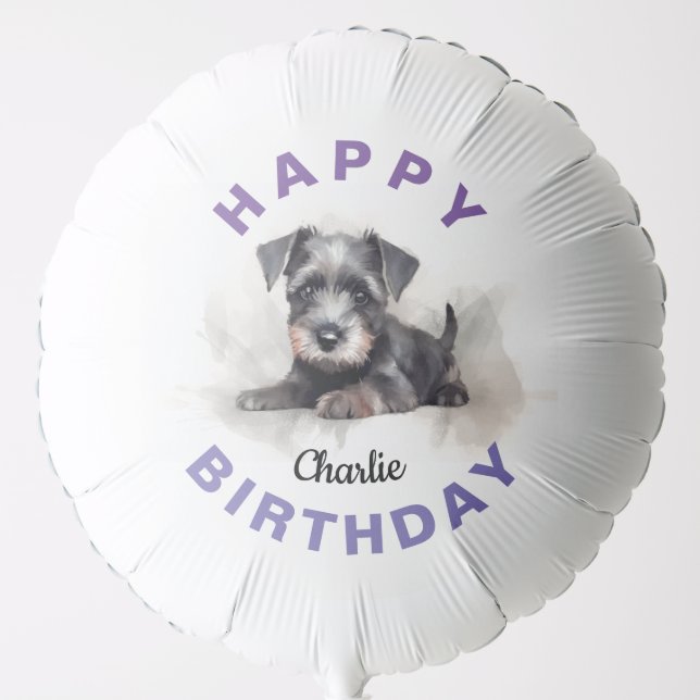 Miniature Schnauzer Watercolor Balloon (Front)